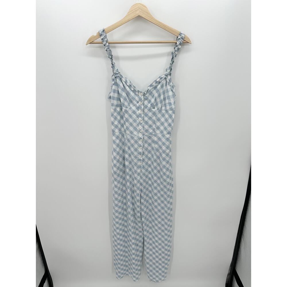 Urban Outfitters Blue White Gingham Print Sleeveless Romper Jumpsuit Viscose  XS